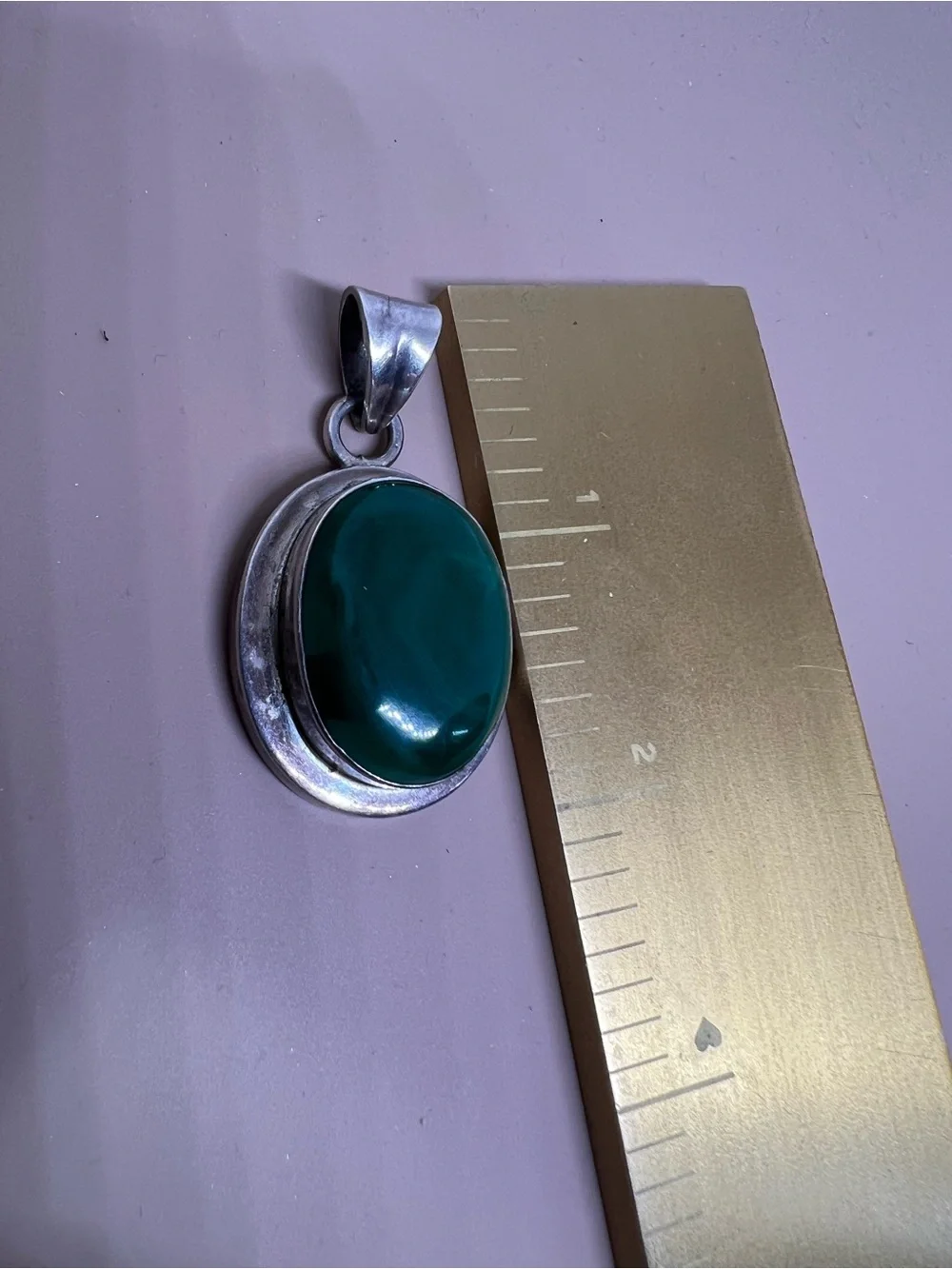Green Oval Stone Sterling Pendant